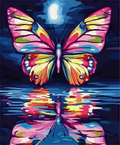 Pintura por números mariposa de 60 x 80 cm para pintar sin saber dibujar fácilmente 2