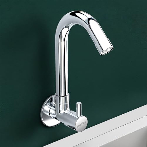 Image of Plantex Sink Tap for Kitchen Basin with Brass Spindle /Wall Mount Kitchen Sink Tap with Wall Flange and Water Saving -(MKS-1277-Chrome)
