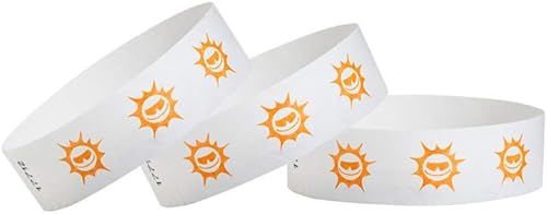 Miniatura 5 de 500 pulseras Tyvek de flores hawaianas rojas de Wristco para eventos, cómodas pulseras de papel resistentes a desgarros, pulseras de identificación