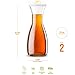 KooK Wine and Water Carafe Glass Pitcher with White Plastic Lid, 1 Liter, 33oz. (Set of 2)