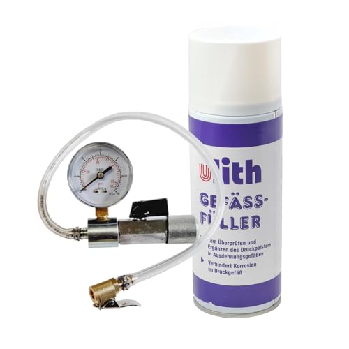 Set Adapter mit Absperrventil und Manometer 0-6 bar für Ausdehnungsgefäße inkl. Gefäßfüller 400 ml