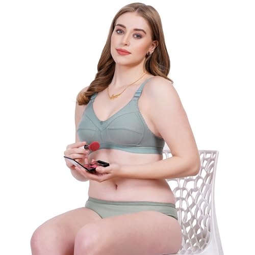 Image of Women Non Padded Bra in B & C Cup - Made of Pure Cotton Full Coverage Non Wired Soft Cup for T-Shirt Saree Dress Sports Garment for Daily Use Everyday