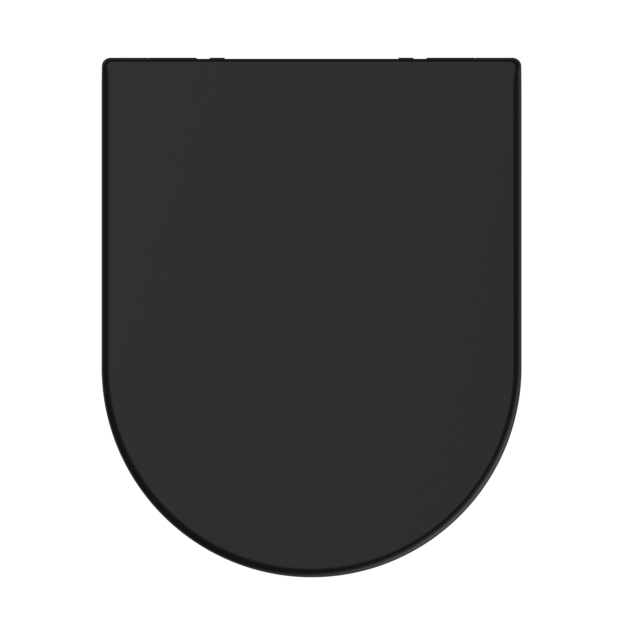 AQUALONA® Luxury Duroplast Toilet Seat – Oval Shaped, Soft Close - Ceramic Appearance - One Button Hinge Release for Quick Cleaning, Easy Install (Black - D Shape)