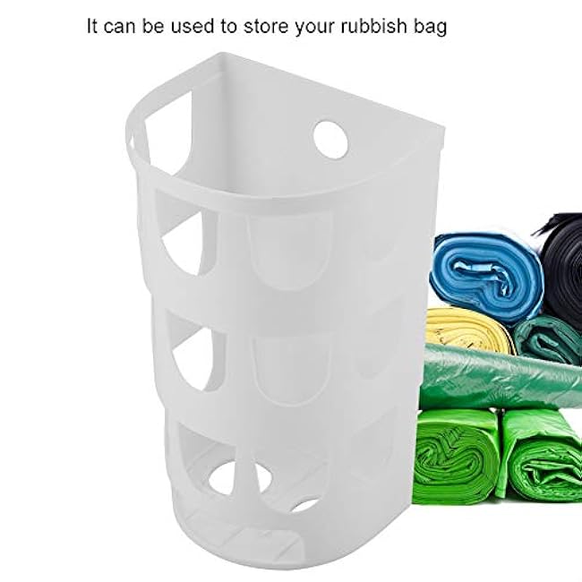 Under the Sink Grocery Bag Holder, Wall Mount Plastic Bag Holders Adhesive Trash Bag Storage Organizer Large Capacity Garbag Bag Holder Stand (White)