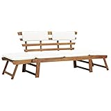 Beide Seiten sind verstellbar vidaXL Akazie Massiv Sonnenliege 2-in-1 190cm Gartenbank Sitzbank Gartenliege