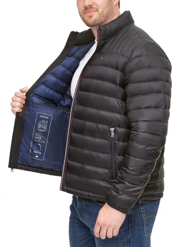 Image of Tommy Hilfiger Mens Embroidered Logo Puffer Jacket