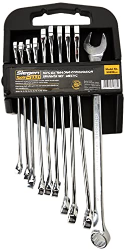 Sealey S0832 Metric Extra-Long Combination Spanner Set, Silver, 10 Pieces