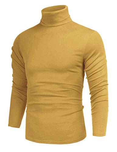 Image of Poriff Men's Casual Slim Fit Basic Tops Knitted Thermal Turtleneck Pullover Sweater