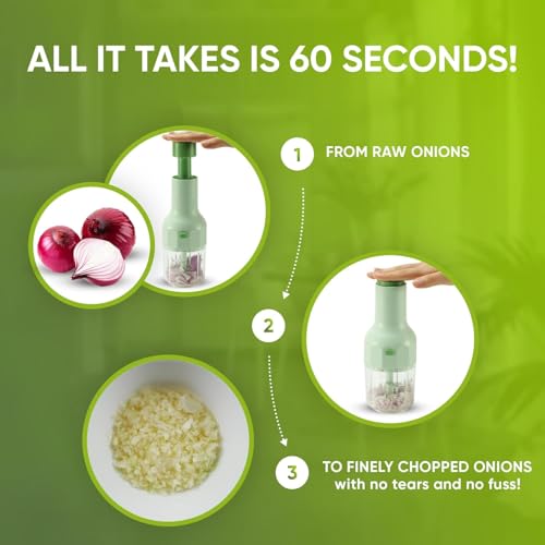Image of Chopper for Kitchen Use LUMONY 1100ml Push Chopper Vegetable Chopper for Kitchen Manual Hand Press Push Chopper with 5 Blades for Effortless Chopping Vegetables & Fruits Chopper Mixer Cutter