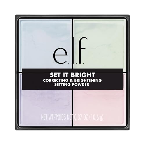 Image of e.l.f. Set it Bright Powder Quad, Light | Brightening Loose Setting Powder, Bakes, Blurs & Sets for Soft-Matte Radiance, Velvet Puff Included, Vegan & Cruelty-Free