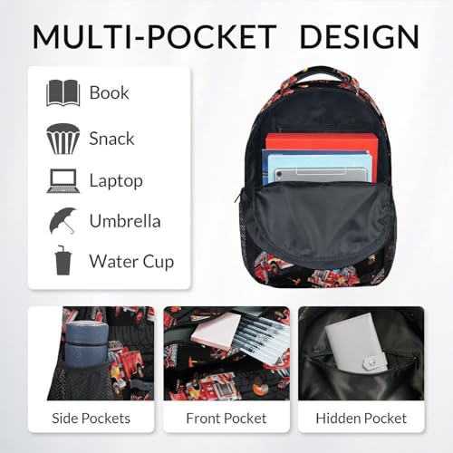 Image of Toddler Boy Backpack Set - Fire Truck Backpacks for Kids - 3Pcs Toddler Bookbag with Lunch Bag and Pencil Pouch - Boys School Bag for Kindergarten /Preschool /Elementary (17 Inch)