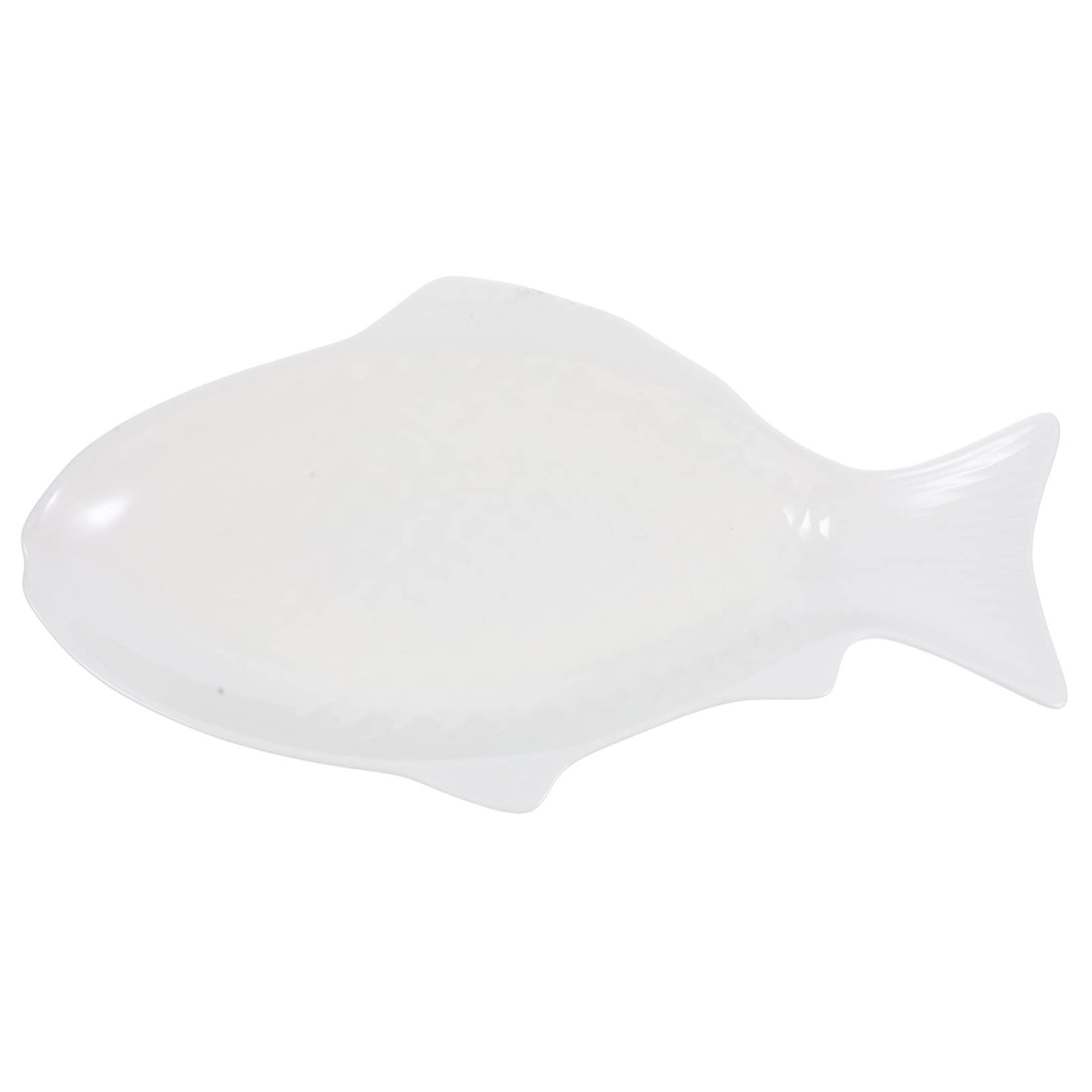 Plato de Pescado al Vapor de Cerámica Blanco, Diseño Único | Plato de Cerámica para Pescado, Forma de Pez, Ligero y Multifunción, para Mariscos y Aperitivos