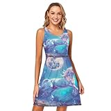 Hermoso vestido de verano sin mangas con melena blanca de unicornio, vestidos sin mangas con bolsillos para mujer, vestido de verano 2023 corto, Hermosa melena blanca de unicornio, Large