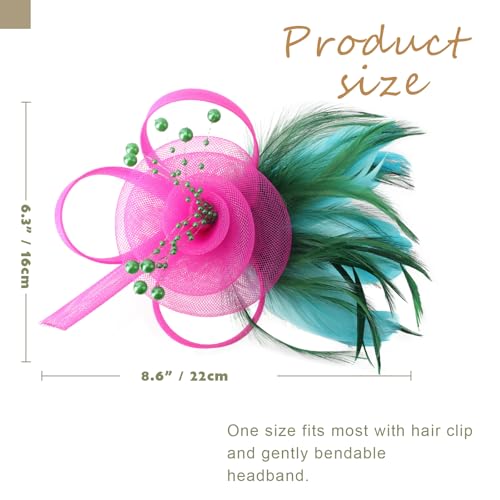 Image of DRESHOW Fascinators Hats for Women Tea Party Fascinator Hats Vintage 50s Headwear Cocktail Wedding Church Derby Hat