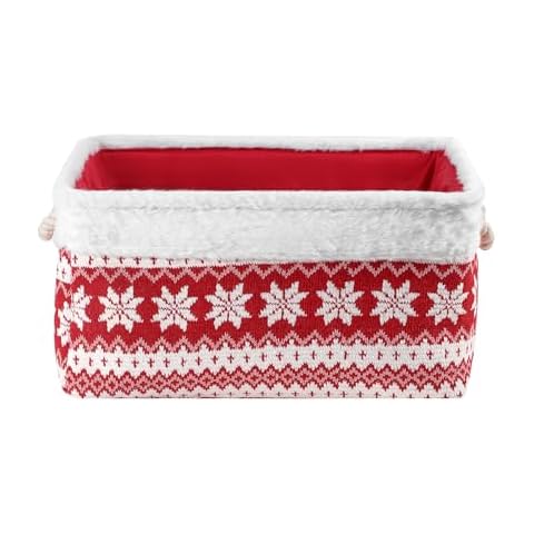 INough Christmas Baskets, Christmas Baskets Empty Collapsible Christmas Baskets for Gifts Empty Large Basket for Gifts Red Gift Baskets Holiday Baskets Empty Christmas Storage Baskets with Handles Cover