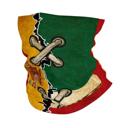 Calentador De Cuello Combinación Vintage De La Bandera De México Y España Cuello Bufanda Elástico Sombreros Multifuncional Pasamontañas para Hombre Senderismo Motocicleta