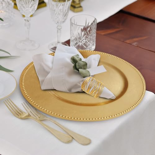MYEventProducts-48-Pack-13-inch-Gold-Charger-Plates-24-with-Napkin-Rings-24-Heavy-Duty-Durable-Sturdy-Plastic-Chargers-for-Dinner-Plates-Plastic-plates-for-Wedding-Party-Supplies