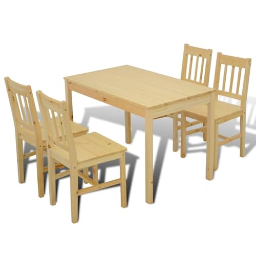 Mesa de comedor con 4 sillas de madera natural para salón comedor completo 7