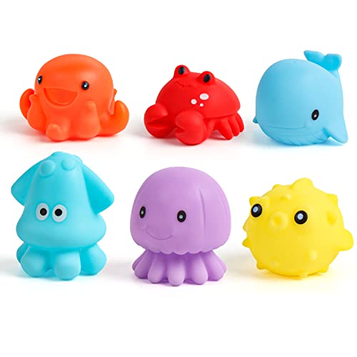 Image of FINGOOO Bath Toys for Babies,6 Pack Animal Bath Toys Infantino Tub Toy(Marine Life)