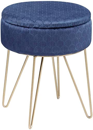 Tabouret de rangement en velours gris et métal doré optimisant votre espace