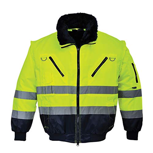 Portwest UPJ50YNRXL Regular Fit Hi-Vis 3-in-1 Pilot Jacket, X-Large, Yellow/Navy