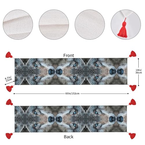 Chemin de table imprimé loup nappe moderne pour mariage et table de cartes - 5