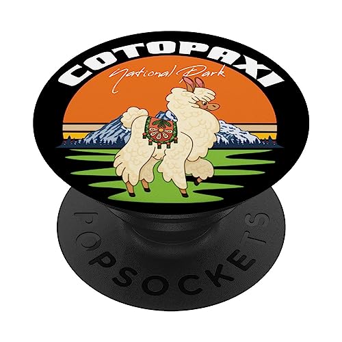 National Park Cotopaxi Ecuador Souvenir Llama in Nature PopSockets Swappable PopGrip, Black