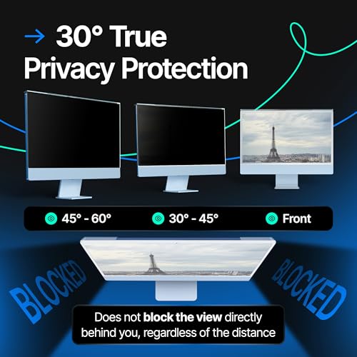 Image of VINTEZ Acrylic 24 Inch Computer Privacy Screen Filter Compatible with 24 inch iMac (2021, 2022, 2023, 2024, M1, M3, M4) - 21.5 inch x 12.6 inch (547 x 320mm) - Monitor Frame Hanging Type