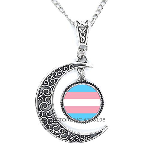 Gxoloa Transgender Pride Necklace,Transgender Flag,Transgender Jewelry, LGBTQ Necklace,Pride Jewelry,N186
