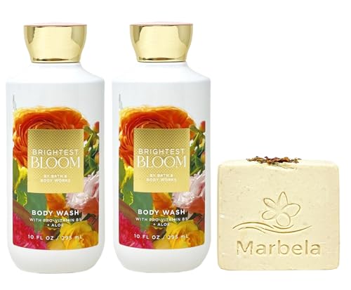 Bath & Body Works Brightest Bloom 2 Body Washes with a Creamy Rose Bar Soap