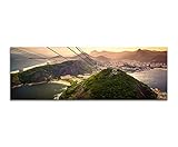 Paul Sinus Art Bilder Wand Bild - Kunstdruck 120x40cm Rio De Janeiro Berge Stadt Meer Seilbahn