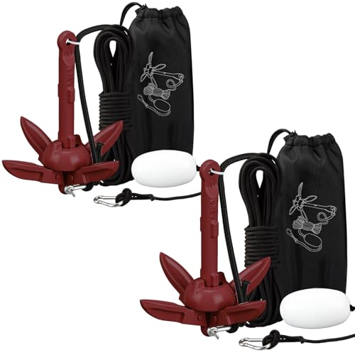 Image of Lounsweer 2 Pack 1.5 /3.5 lb Marine Kayak Anchor Kit Folding Grapnel Anchor Kit Boat Kayak Fishing Accessories for Small Boats Kayaks Canoe Paddle Boards