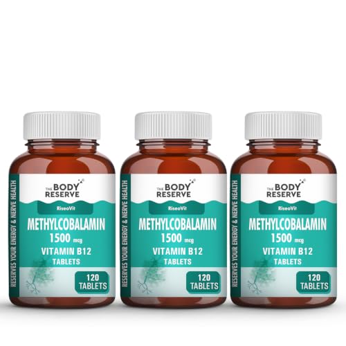 Image of THE BODY RESERVE Vitamin B12 Tablets 1500 mcg as Methylcobalamin Vitamin B12 Supplements for Men & Women -120 Veg tablets (4 Months Supply Pack) (Pack - 3)