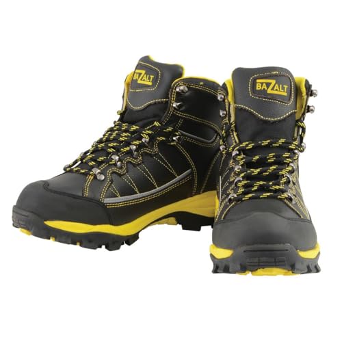 Bazalt MBM9122 Men's Black with Yellow Water and Frost Proof Leather Outdoor Lace-Up Boots - 104