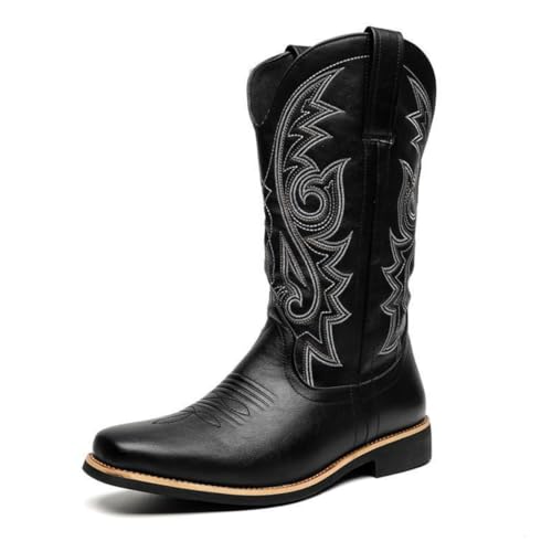 Genuine Leather Western Style High Top Cowboy Boots for Men Fashionable Durable Footwear for Outdoor Daily Wear Rodeo Festival Performance Use