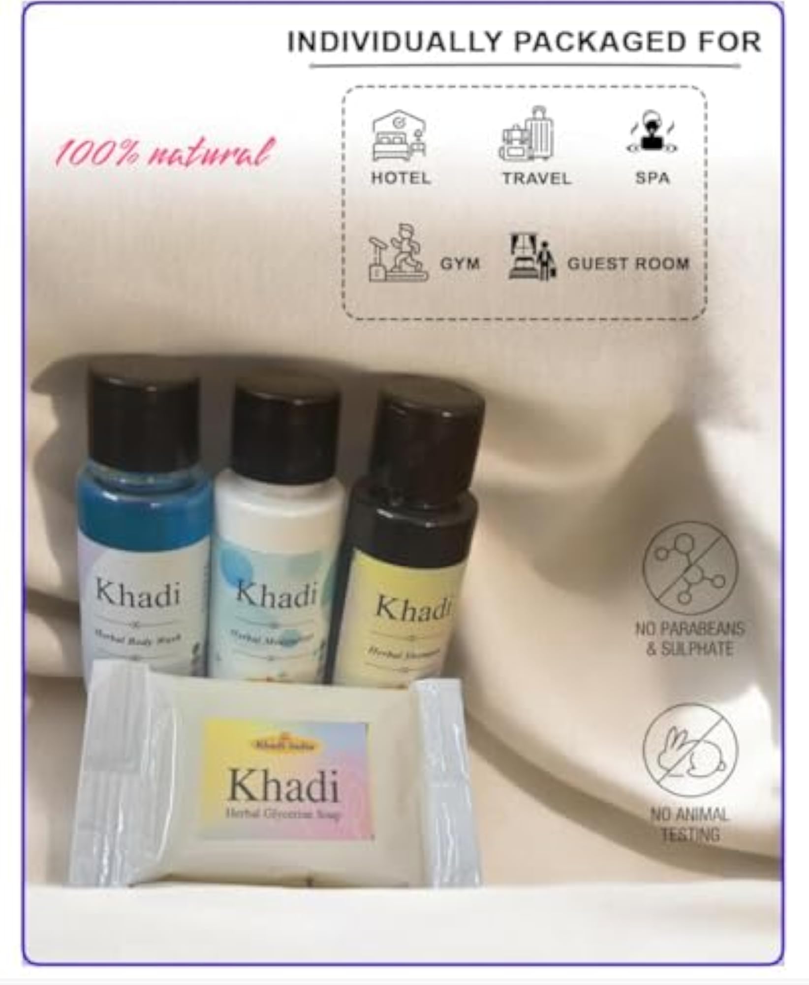 Khadi Hotel Toiletries Kit 30 ml (Pack of 50)
