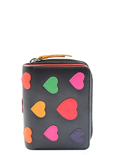 Portefeuille en cuir véritable femme porte-carte noir avec blocage RFID