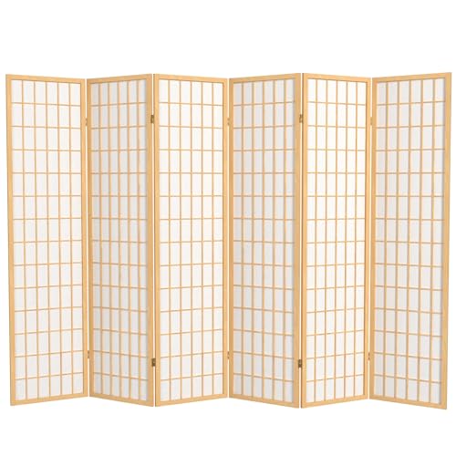 Red Lantern 6 ft. Tall Window Pane Shoji Screen -