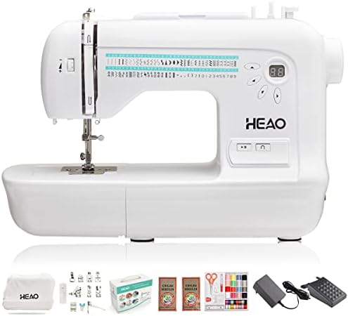 HEAO Sewing Machine, 72 Built-in Stitches, 11 Included Sewing Feet, LCD Display, Electric Computerized Sewing Machine with Foot Pedal for Beginners and Advanced
