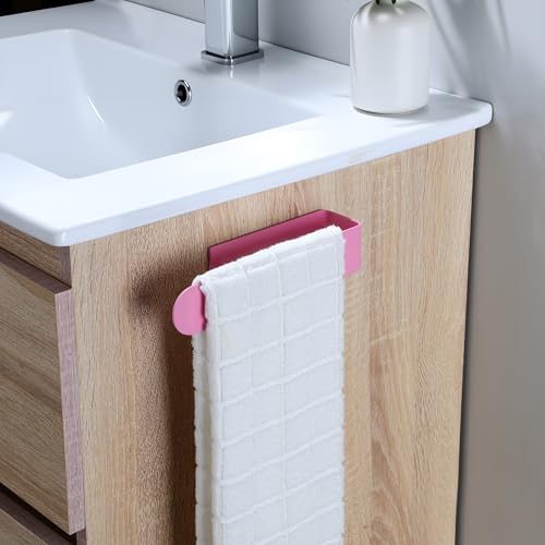 Image of Taozun Hand Towel Holder - Pink Towel Bar for Bathroom, Kitchen, RV, Dorm Room Decor, Adhesive, Stainless Steel, 7.9 Inch, No Drill(Gift for Women /Daughter /Girlfriend)