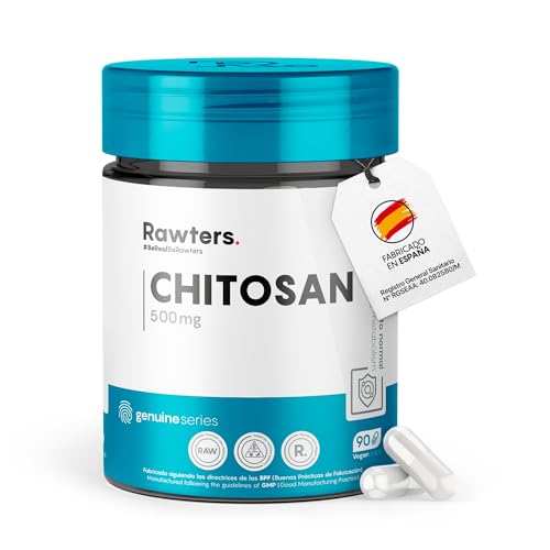 Rawters. Chitosan | 90 Cápsulas - Chitosán + Vitamina C | 500gr por cápsula | Contribuye a la pérdida de peso | Gran poder saciante | Bloqueador de grasa | No-GMO