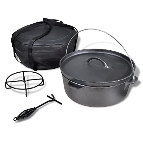 Vidaxl Horno Holandés Con Accesorios Incluidos, 11,3 L, Olla De Camping