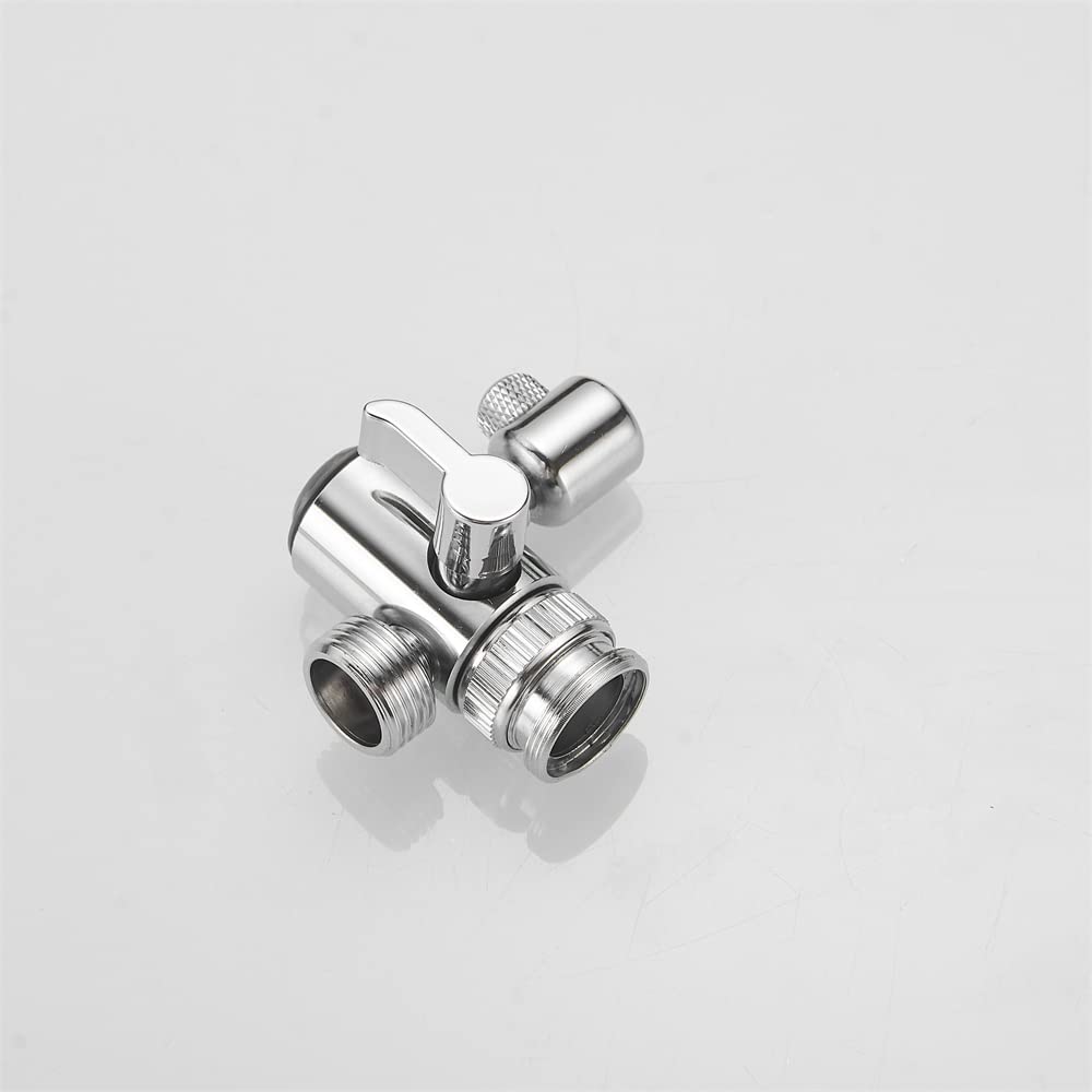 Umstellventil mit Luftsprudler, 3-Wege-Umstellventil für Handbrause und Bidet-Duschkopf, Küchen- und Badezimmer-Spülbecken-Wasserhahnverteiler, Schlauchanschluss, Ersatzteil, verchromt