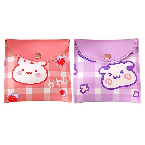 LALAFINA 2pcs Portable Tampon Pouch Compact Napkin Storage Bag for Women Menstrual Pad Organizer for Office and Outdoor Use Cute Design Cow