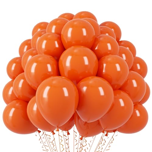 Image of Voircoloria 110pcs Orange Balloons 12inch Burnt Orange Latex Party Balloons for Thanksgiving Day, Fall Theme Party, Wedding, Birthday, Halloween, Baby Shower, Anniversary Party Decorations