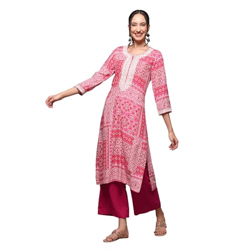 Image of BIBA Women Loose Mid Rise Rayon Palazzo