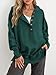 PRETTYGARDEN Womens Fashion 2026 Oversized Long Sleeve Hoodie Button Down V Neck Sweatshirt Side Slit Casual Pullover Tops(Dark Green,Medium)