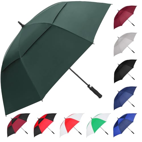 Image of MRTLLOA Automatic Open Golf Umbrella, 62 /68 Inch Extra-Large Oversized Double Canopy Vented Windproof Waterproof Stick Rain Golf Umbrellas for Men and Women