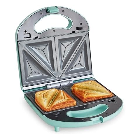 GreenLife Pro Electric Panini Press Grill and Sandwich Maker, Healthy Ceramic Nonstick Plates,Easy Indicator Light, PFAS-Free, Turquoise Cover