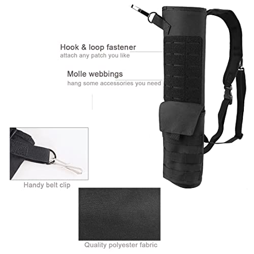KRATARC Archery Lightweight Back Arrow Quiver Dual Use Foldable Compact Hip Arrows Bag with Molle Pocket Hanged for Target Shooting Hunting (Black) - Thumbnail 2